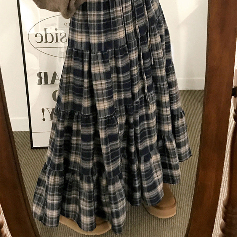 Jupe maxi à carreaux pour femmes en look superposé R&B