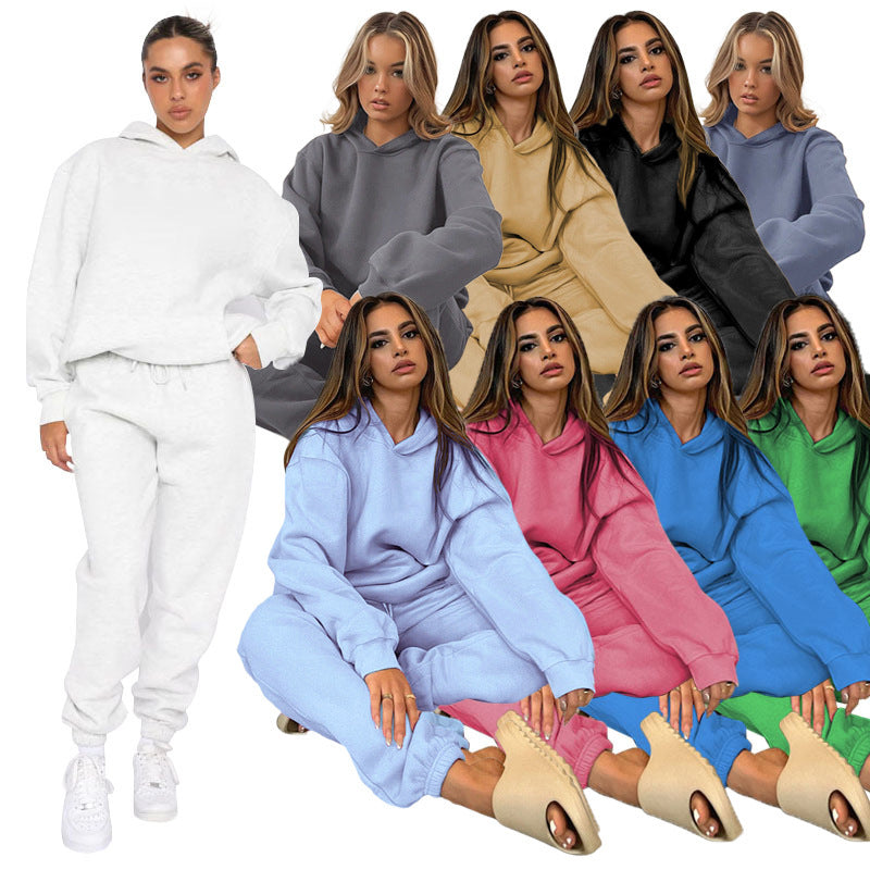 Ensemble de loungewear oversize décontracté pour femmes avec hoodie doublé en polaire et jogging taille haute Echo Archiv