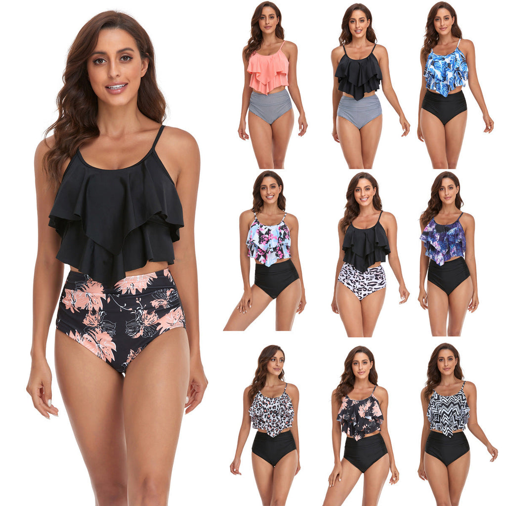 Ensemble Tankini Femme avec design fluide à volants et culotte de bikini ajustée R&B