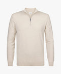 Pull Troyer pour hommes en mélange de merino avec fermeture éclair courte, ourlet côtelé - Echo Archiv