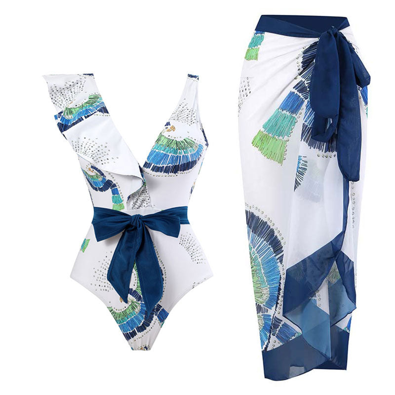 Maillot de bain une pièce élégant pour femmes avec détails en volants floraux Echo Archiv