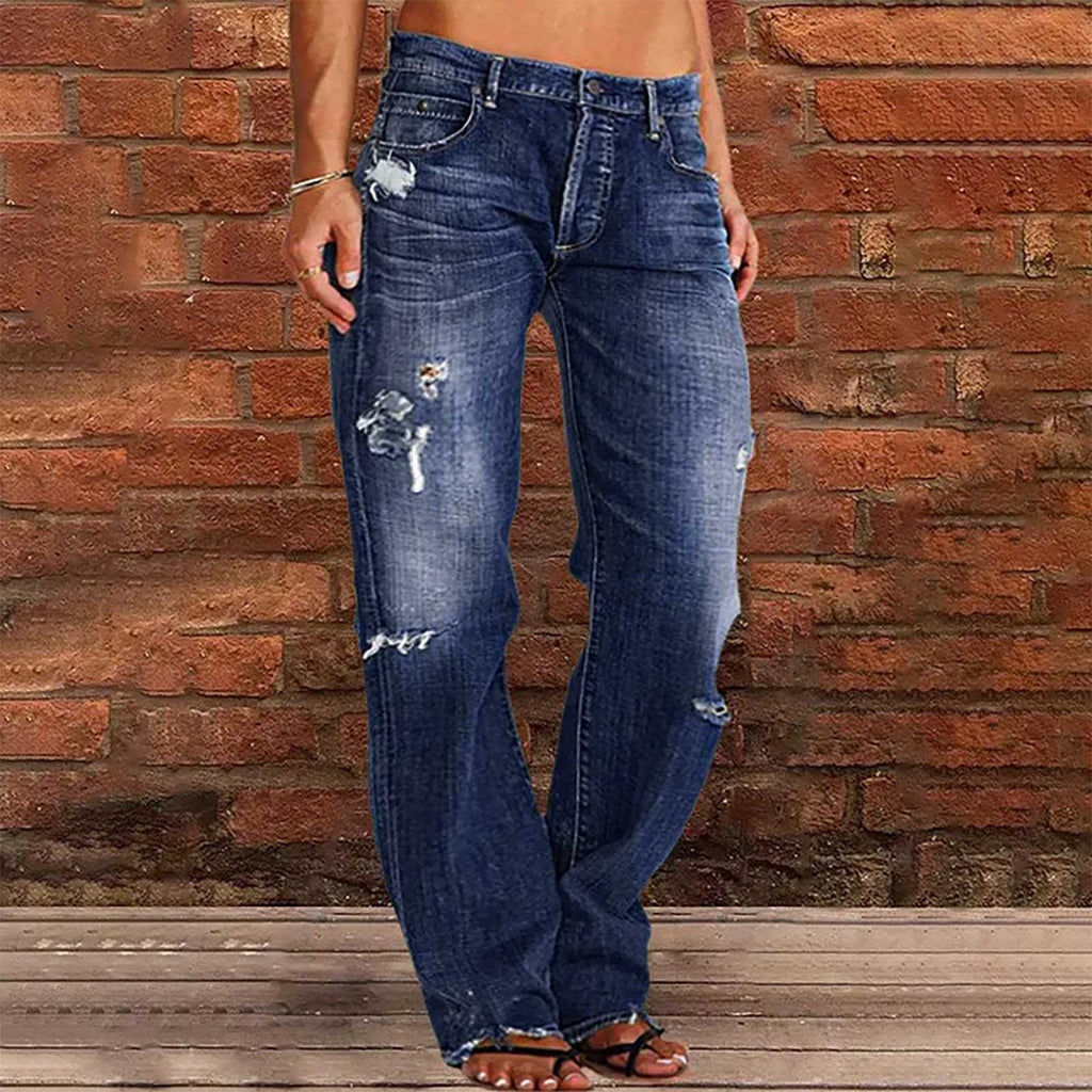 Jeans pour femmes larges déchirés taille haute Relaxed Fit avec ourlet effiloché Echo Archiv