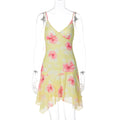 Robe spaghetti ludique pour femmes avec ourlet asymétrique R&B
