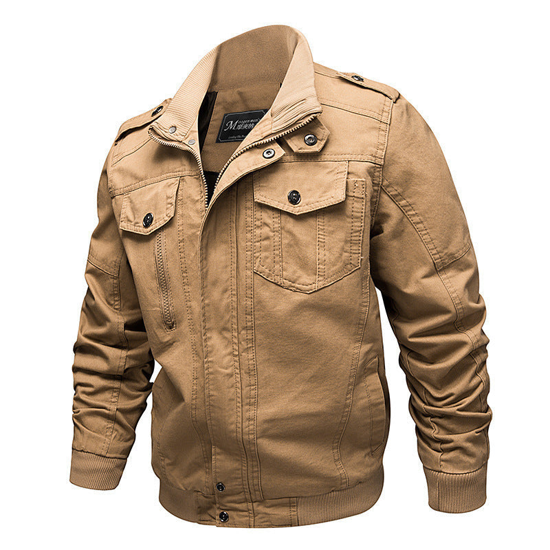Veste de terrain pour hommes en toile robuste de style bomber avec épaulettes, fermeture éclair cachée et boutons-pression, Echo Archiv