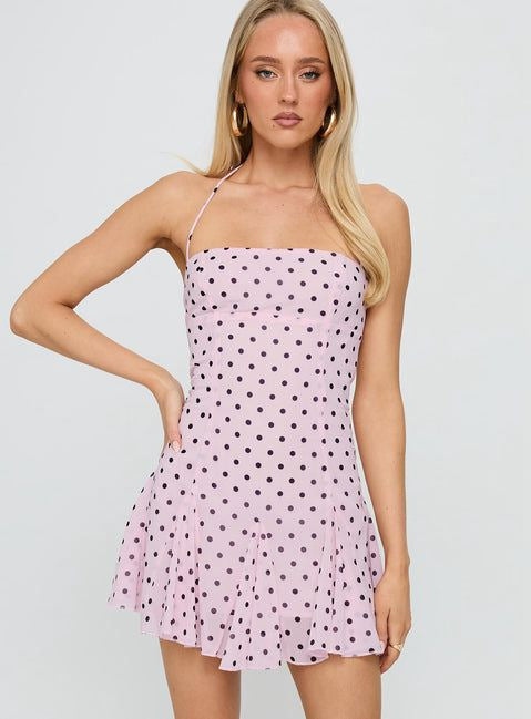 Robe mini sans manches à encolure halter pour femmes avec corsage cintré et jupe évasée R&B