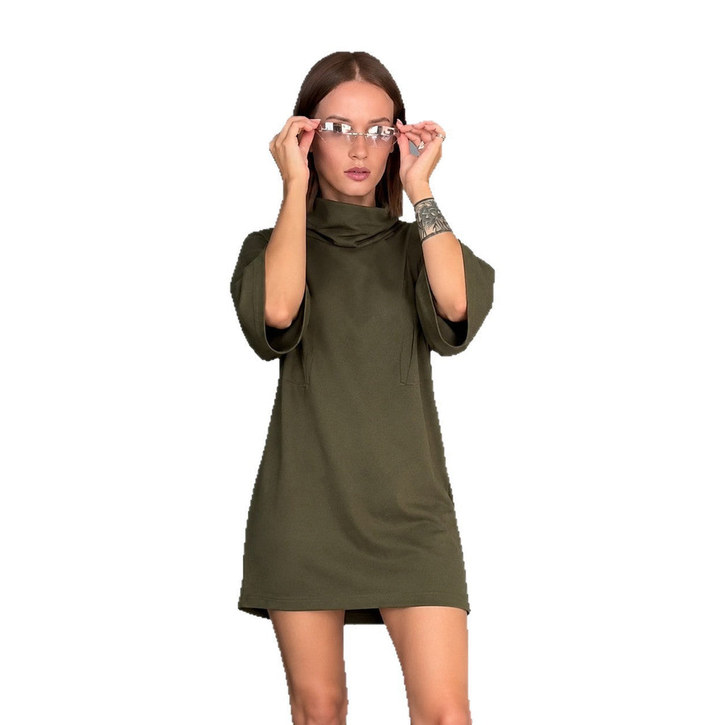 Robe mini en tricot fin décontractée pour femmes avec col roulé et manches trois quarts Echo Archiv