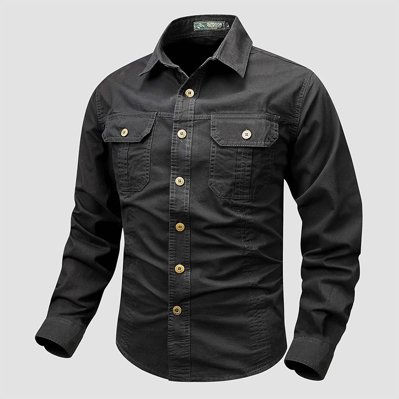 Chemise en toile robuste pour hommes avec poches poitrine doubles et boutonnière intégrale Echo Archiv