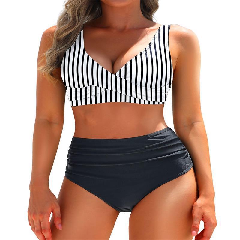 Bikini pour femmes à taille haute avec un élégant design drapé et sculptant R&B