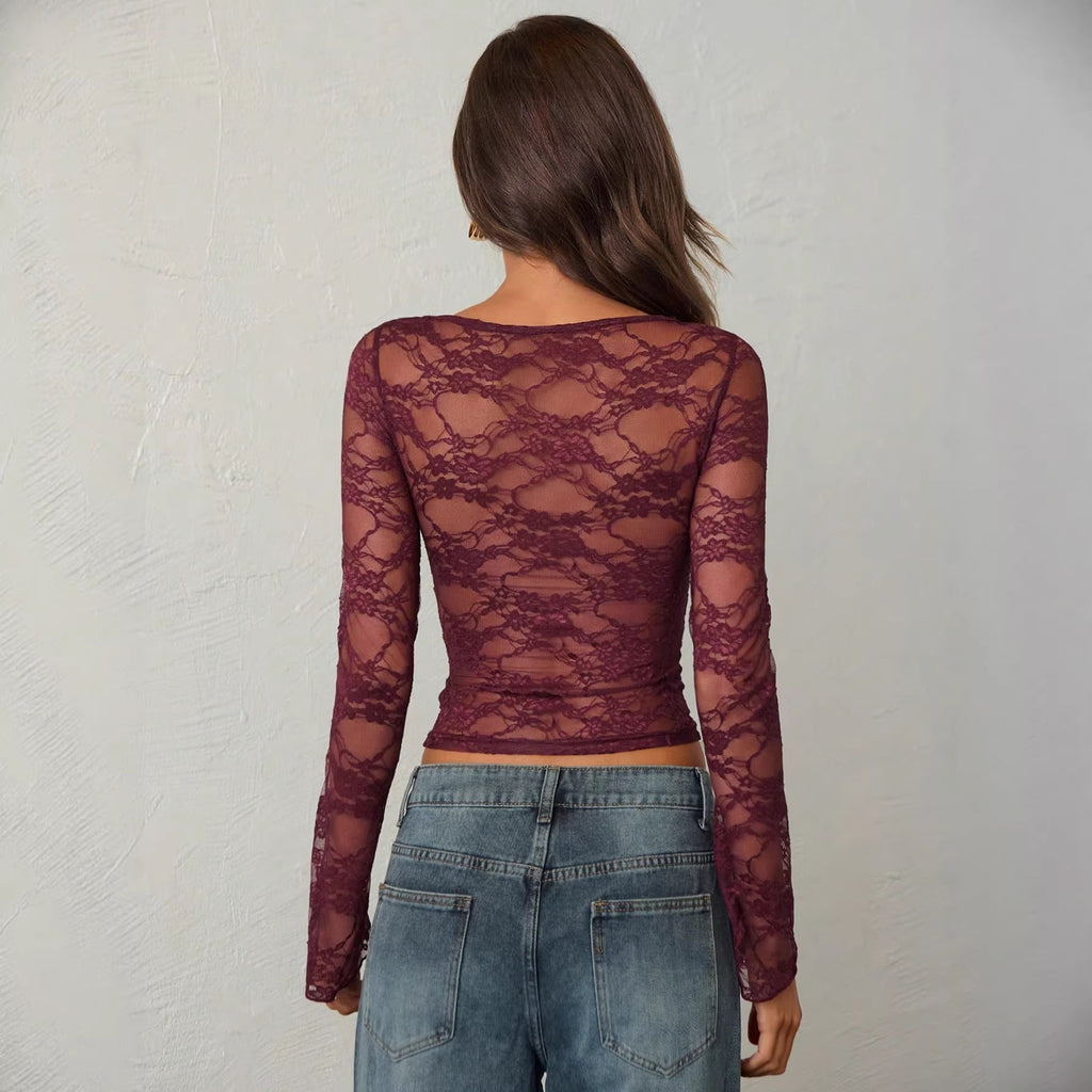 Top en dentelle cintré pour femmes avec bustier intégré et partie poitrine froncée R&B