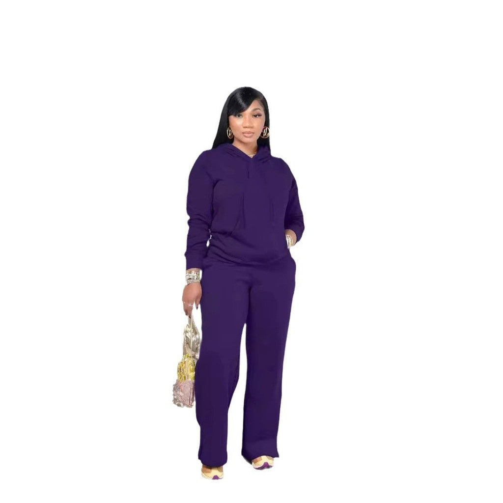 Ensemble de détente pour femmes avec pantalon palazzo taille haute, sweat à capuche avec poche kangourou et fente latérale Echo Archiv