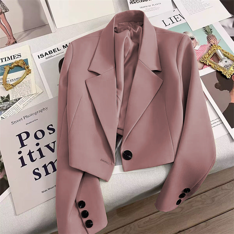 Blazer Cropped pour Femmes avec Col Châle
