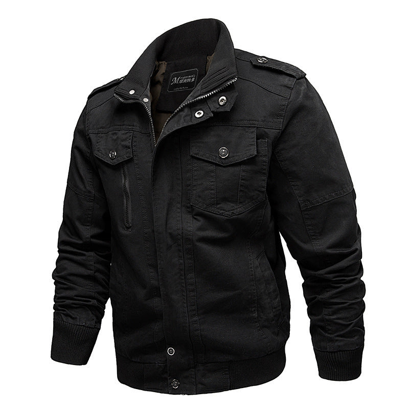 Veste de terrain pour hommes en toile robuste de style bomber avec épaulettes, fermeture éclair cachée et boutons-pression, Echo Archiv