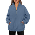 Pull demi-zip oversized pour femmes avec col montant, poche kangourou et bords côtelés Echo Archiv