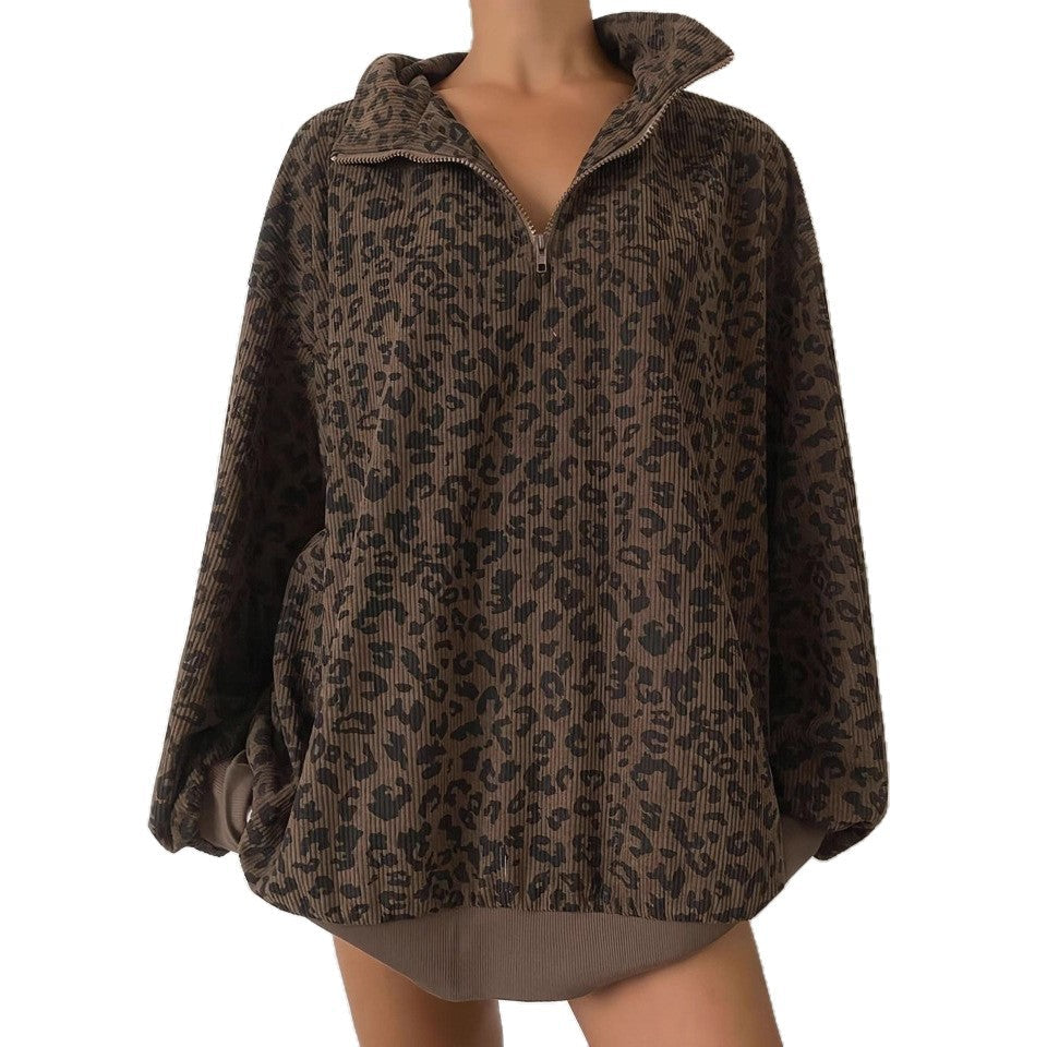 Pull oversized à motifs pour femmes avec col montant Echoarchiv