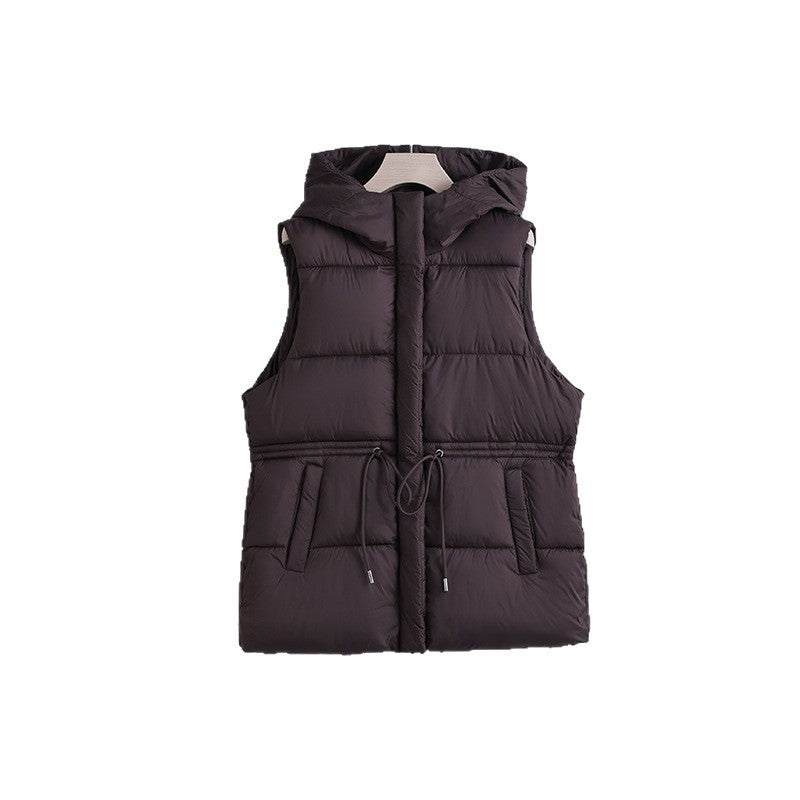 Gilet à capuche matelassé pour femmes avec cordon de taille ajustable et doublure thermique coupe-vent Echo Archiv