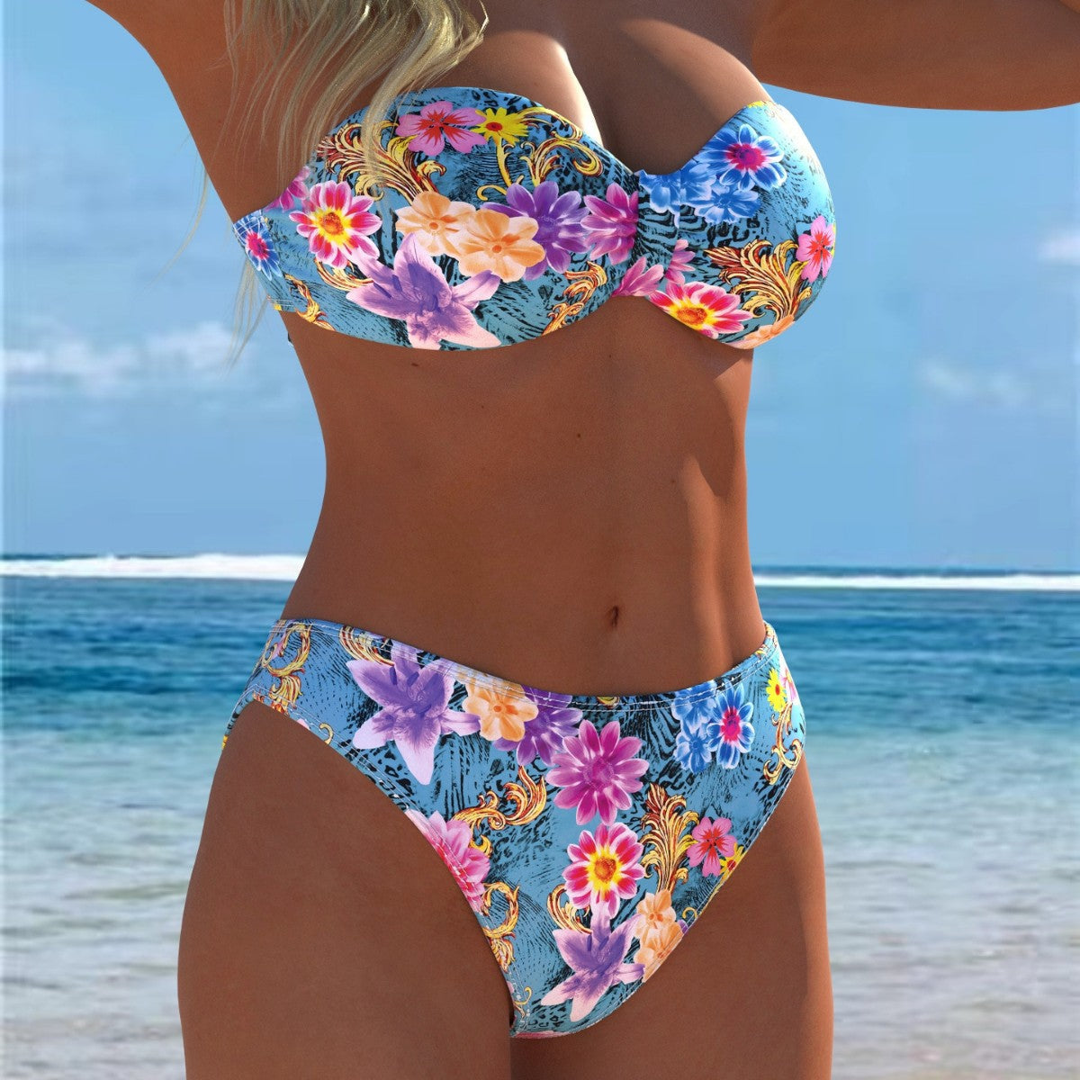 Ensemble de bikini pour femmes avec un élégant haut bustier et une taille haute R&B