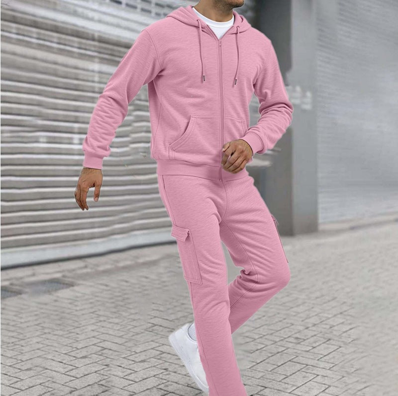Ensemble de sweat à zip athlétique pour hommes avec pantalon de jogging cargo, coutures ergonomiques et bords côtelés Echo Archiv