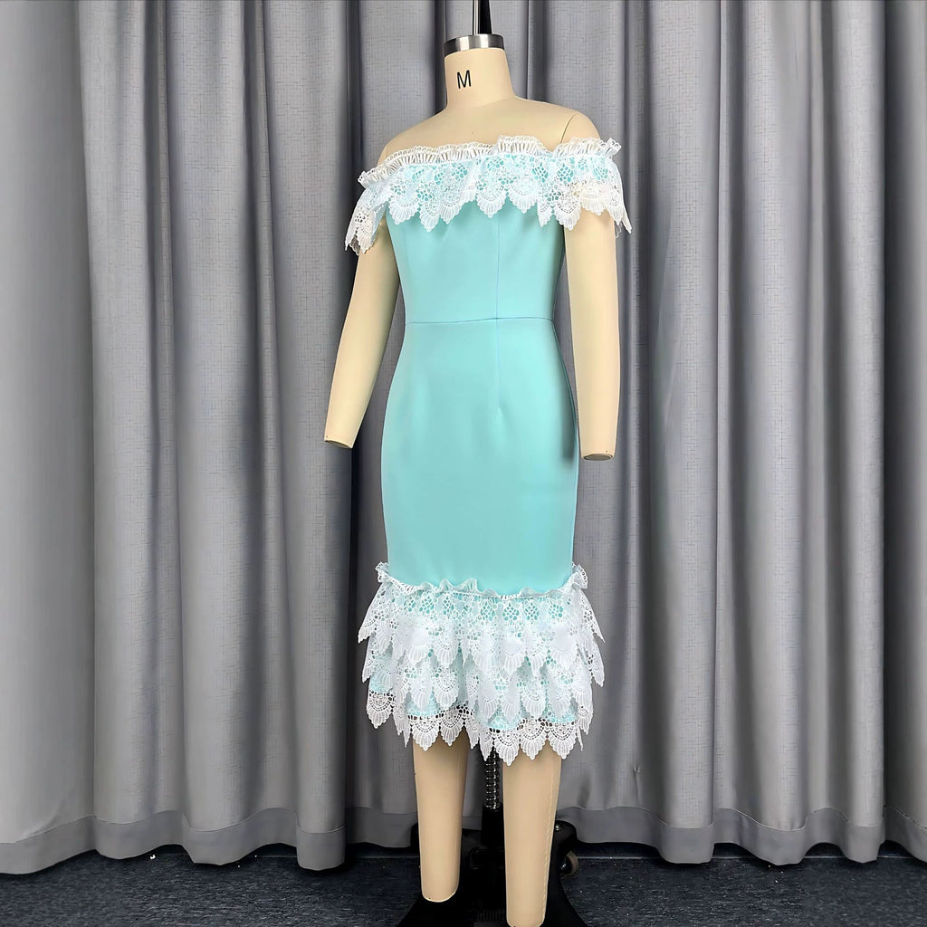 Robe de cocktail luxueuse pour femmes avec accents en dentelle R&B