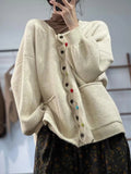 Cardigan en tricot oversized pour femmes avec patte de boutonnage décorative et poches plaquées Echo Archiv
