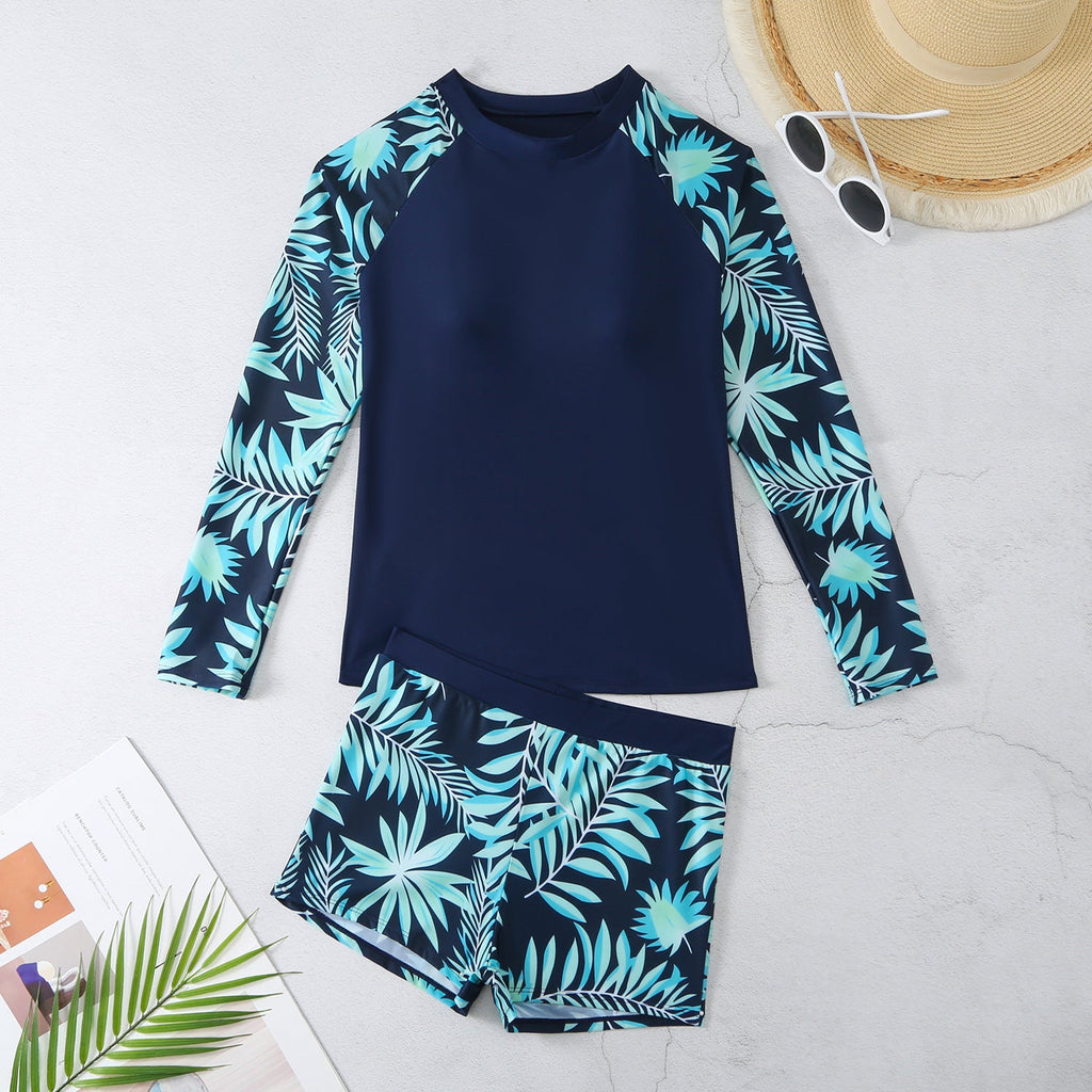 Rashguard à manches longues pour femmes avec design floral et shorts confortables Echo Archiv