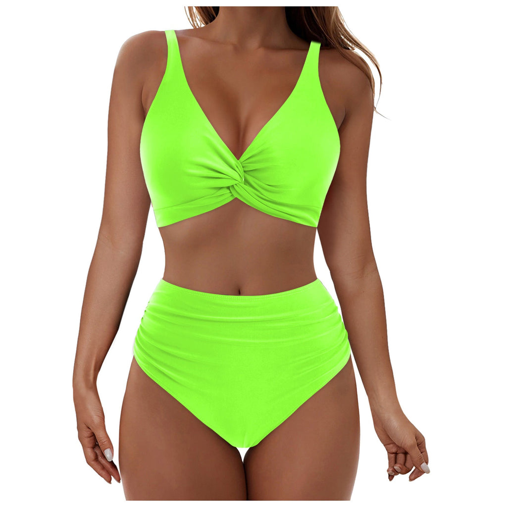 Ensemble de bikini taille haute pour femmes avec haut enroulé élégant R&B