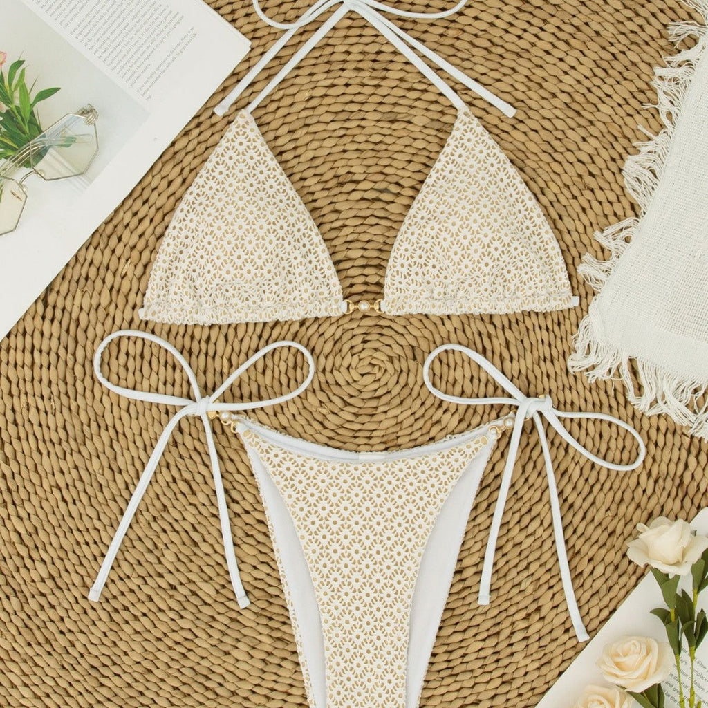 Bikini triangle femme avec perles décoratives Echo Archiv