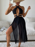 Robe de plage pour femmes avec décolleté en V profond et détail en anneau élégant R&B