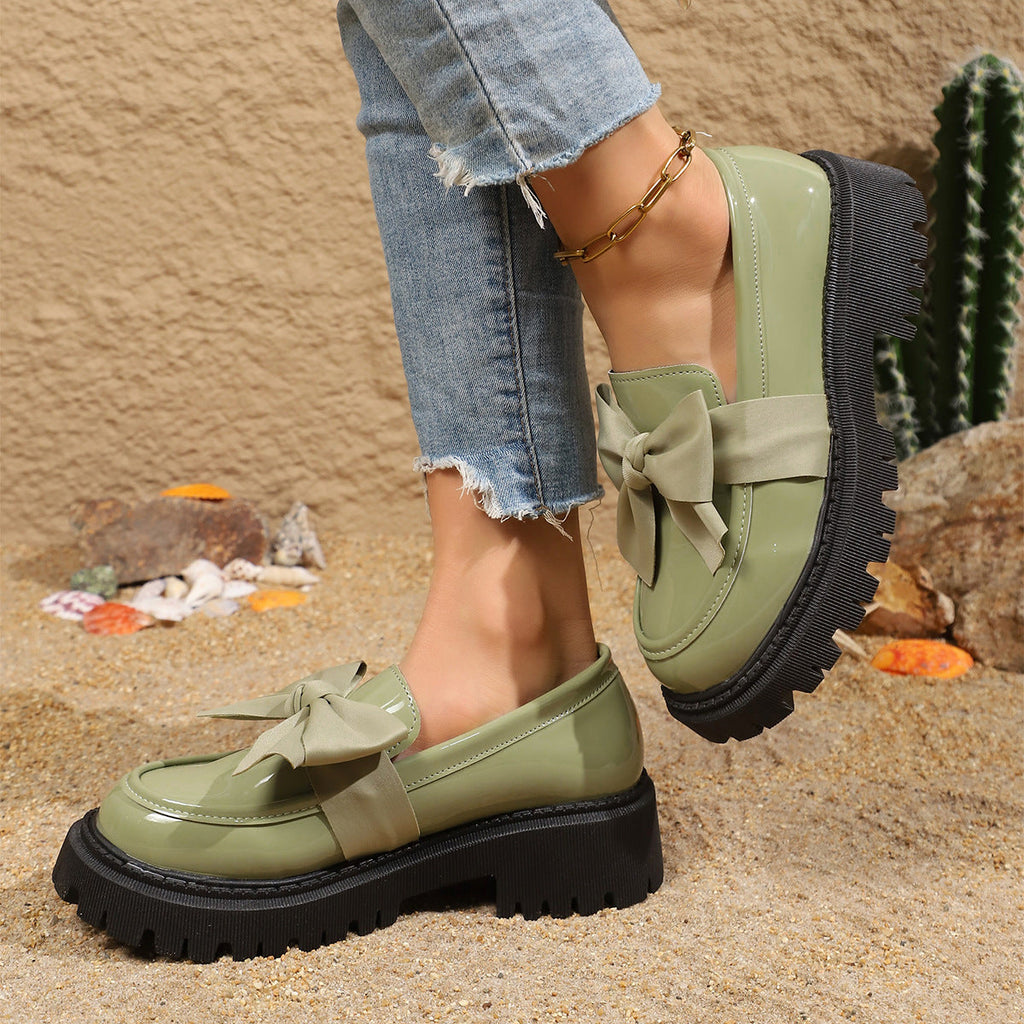 Mocassins pour femmes avec accent de nœud volumineux et semelle antidérapante R&B