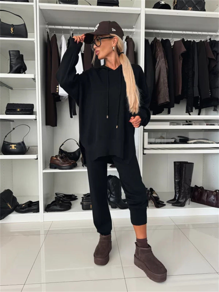 Ensemble lounge à capuche surdimensionné pour femmes et jogger tapered