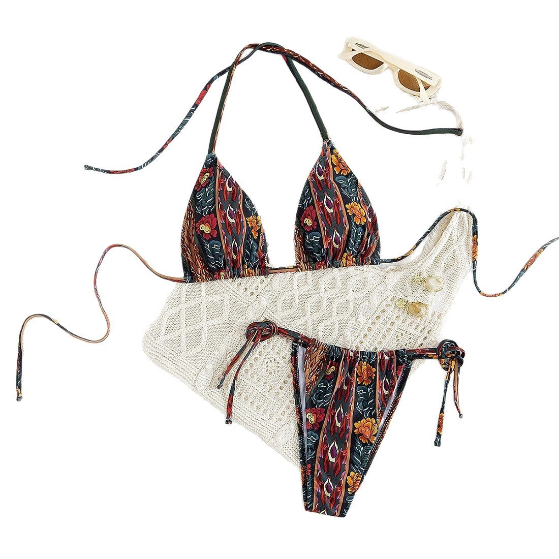 Bikini triangle femme avec motif floral R&B