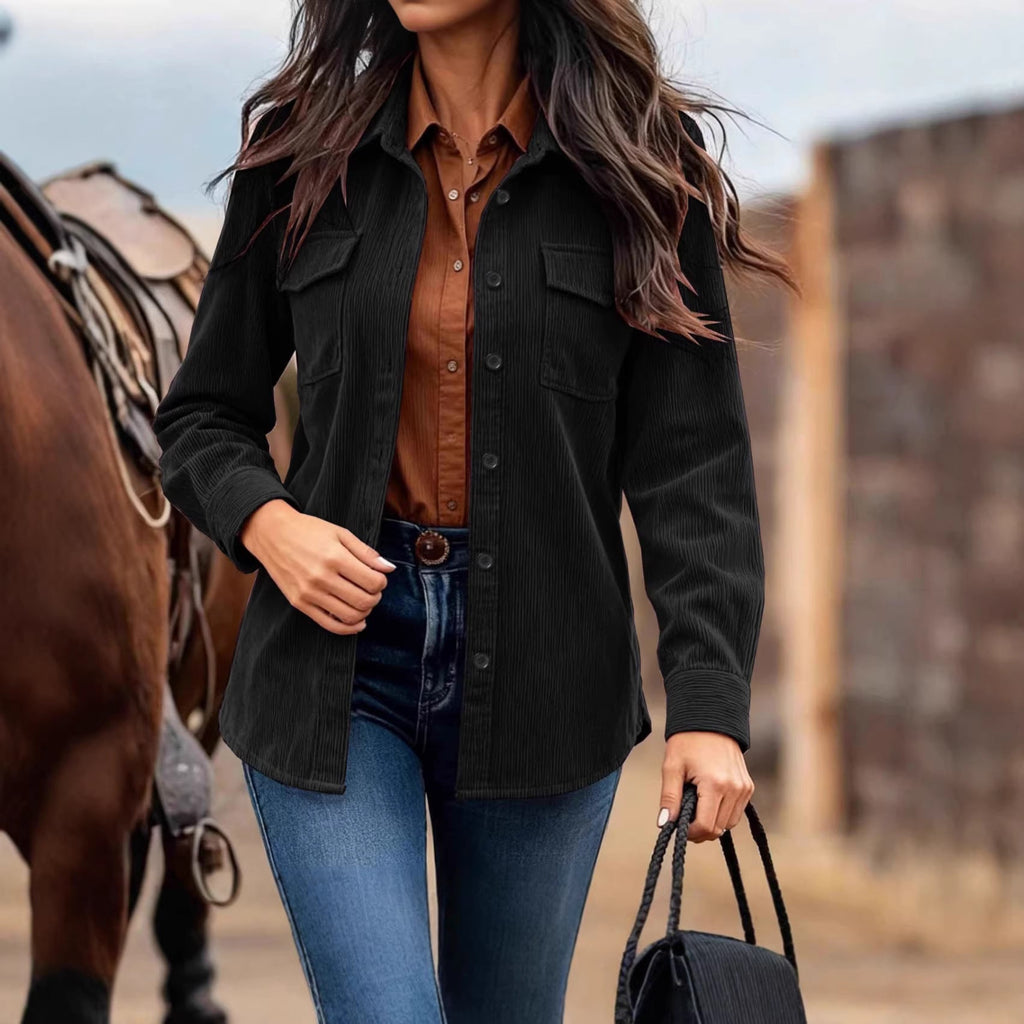Veste en velours côtelé à la mode pour femmes