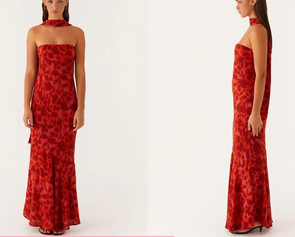 Robe de soirée élégante à manches longues pour femmes avec design floral Heidi-Mode