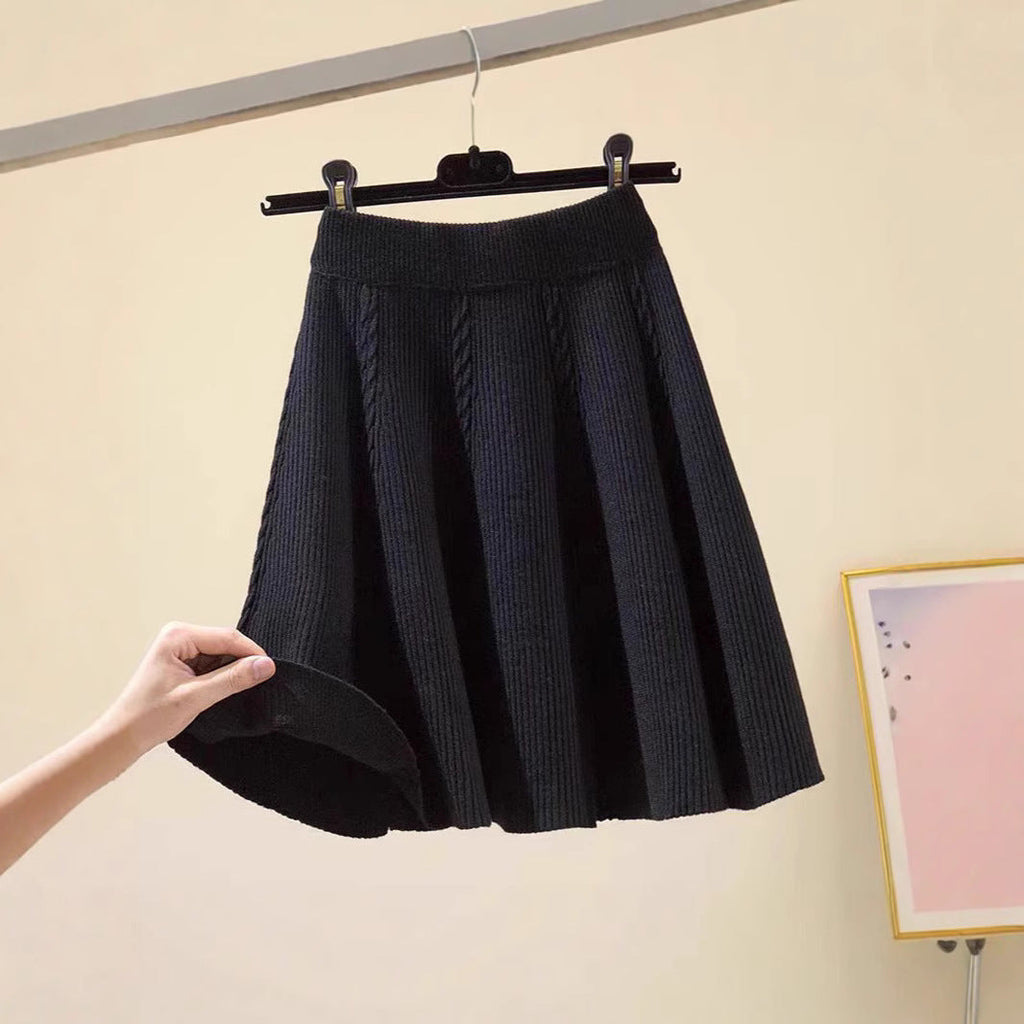 Jupe en tricot longueur mollet pour femme avec motif en torsade