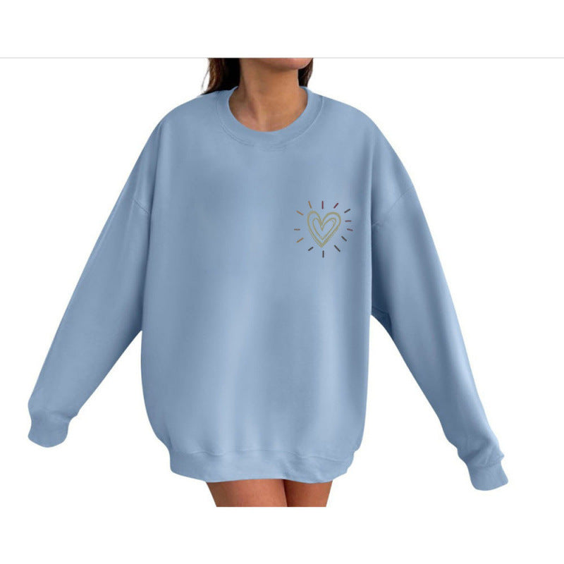 Sweat-shirt confortable pour femmes avec motif en cœur Echoarchiv