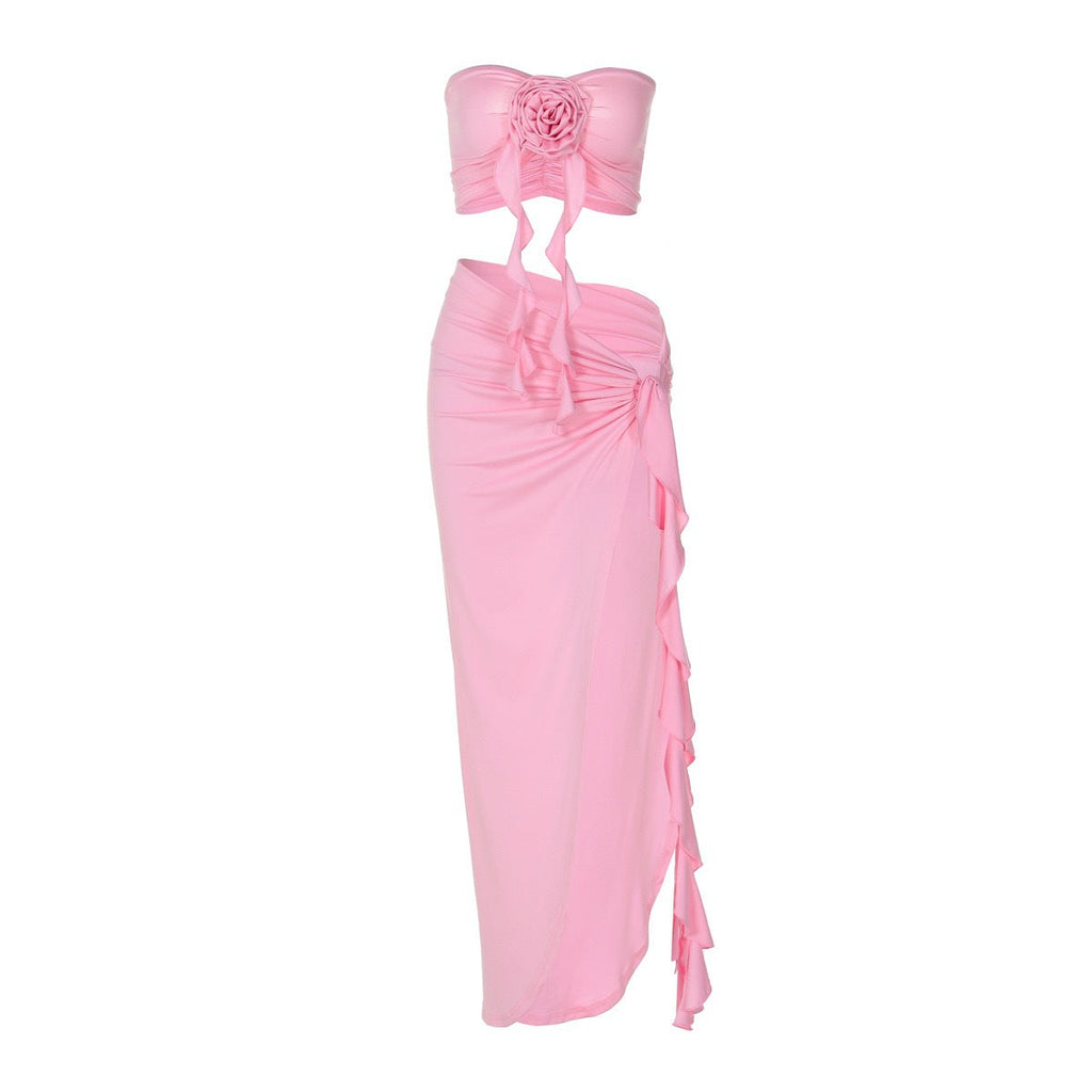 Robe portefeuille sexy pour femmes avec haut froncé et fente haute R&B