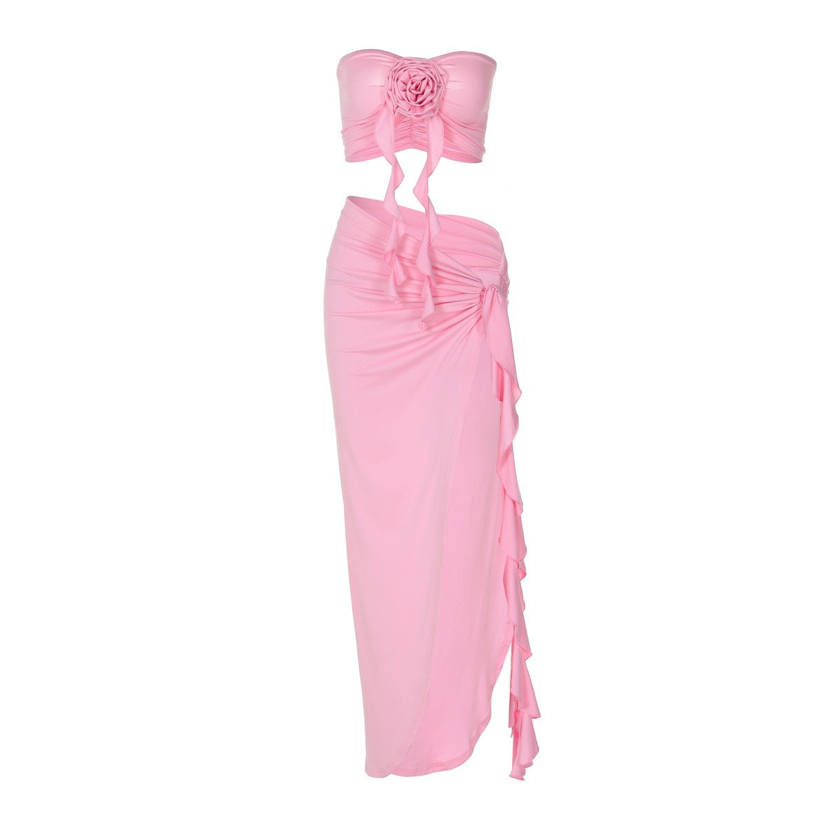 Robe portefeuille sexy pour femmes avec haut froncé et fente haute R&B