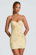 Robe mini ajustée pour femmes avec broderies florales R&B