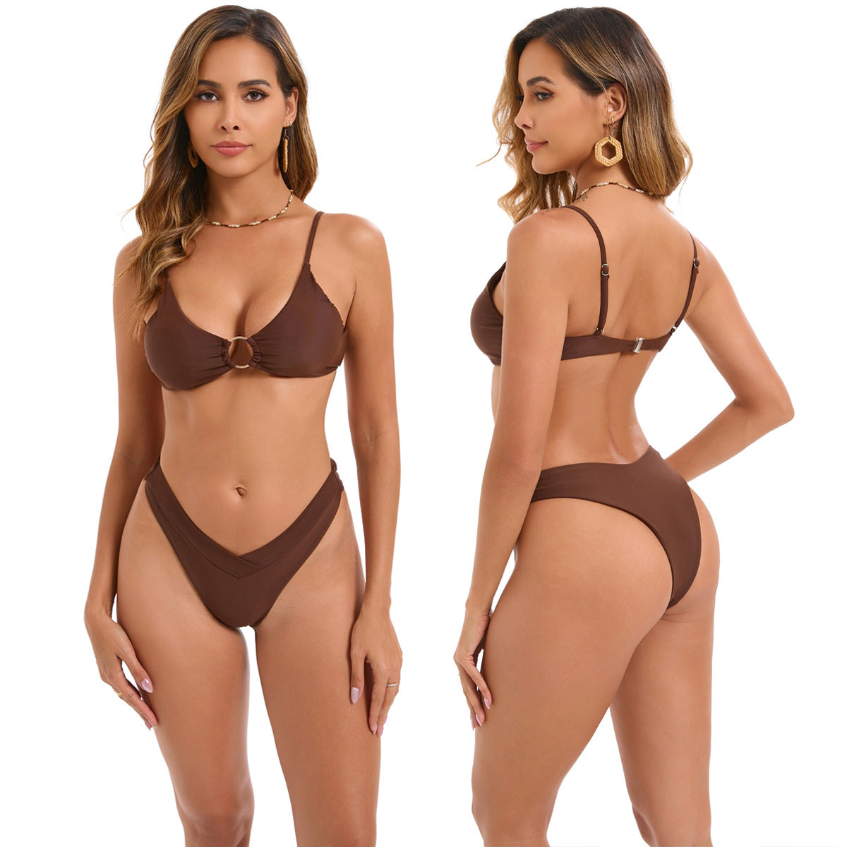Bikini triangle femme avec détail en anneau tendance R&B