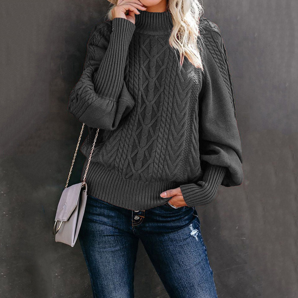 Pull Femme avec Design en Tricot Piqué et Manches Bouffantes
