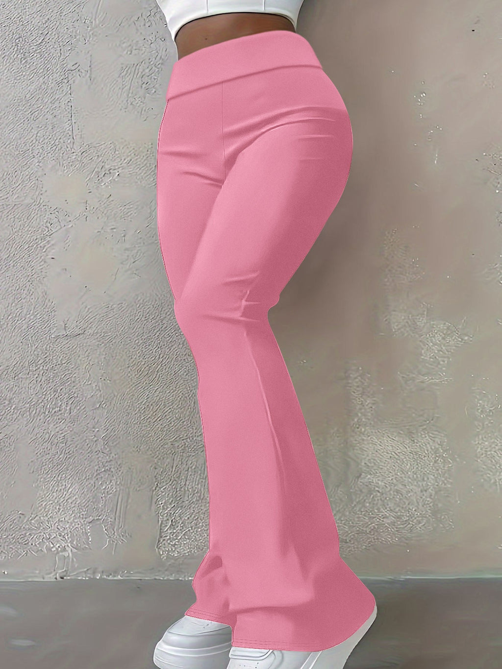 Pantalons flared taille haute pour femmes avec ceinture retournée et qualité stretch sculptante Echoarchiv