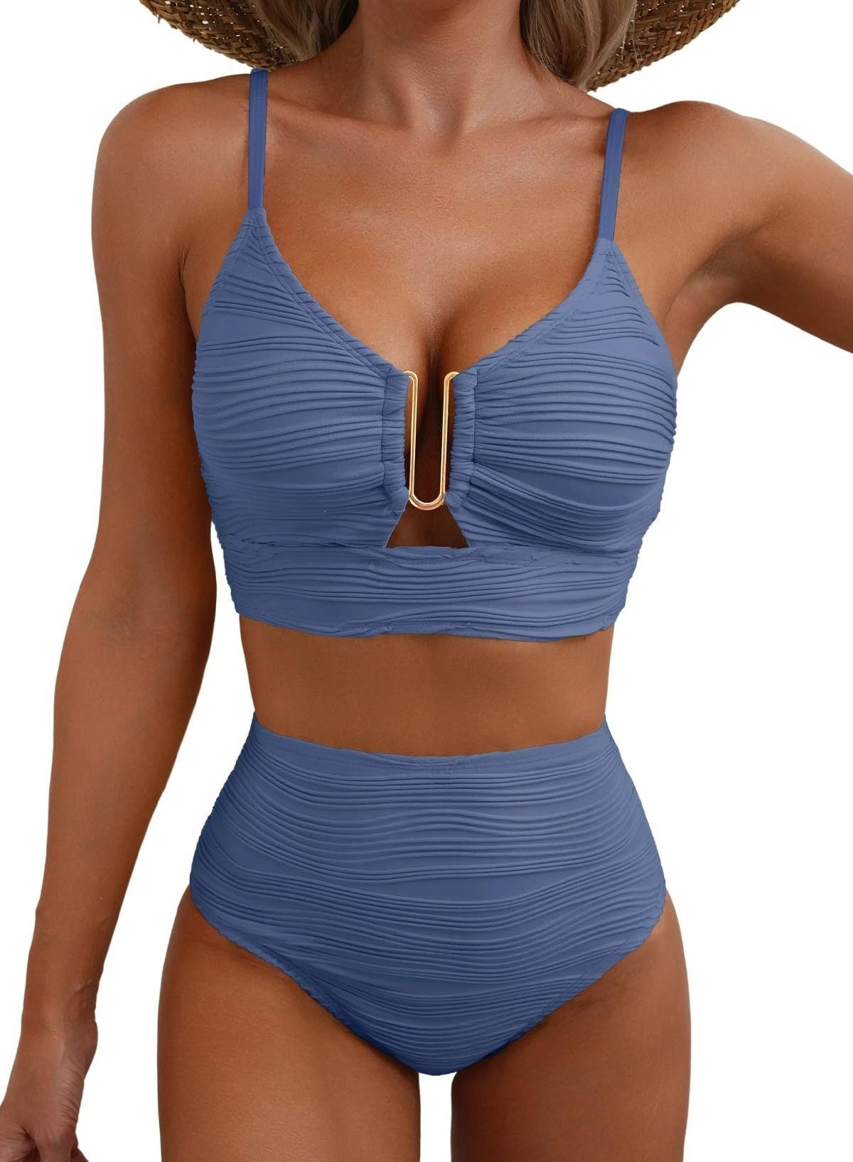 Bikini Femme Taille Haute avec Fronces R&B