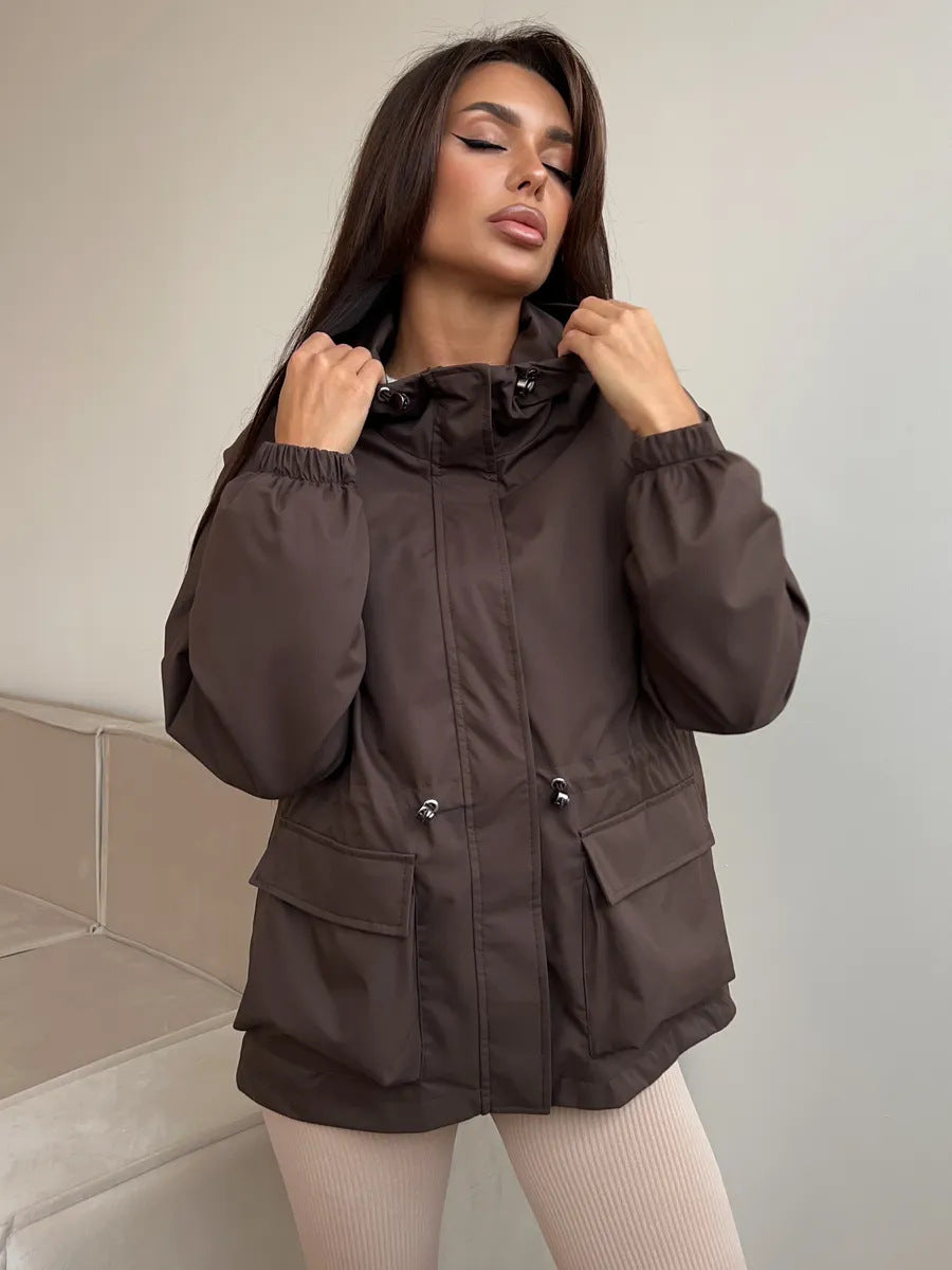 Parka imperméable pour femmes avec capuche, taille cintrée à cordon et poches XXL Echo Archiv