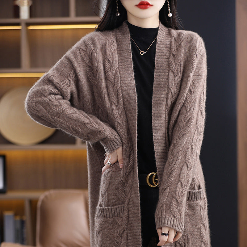Cardigan long oversize pour femmes avec rayures