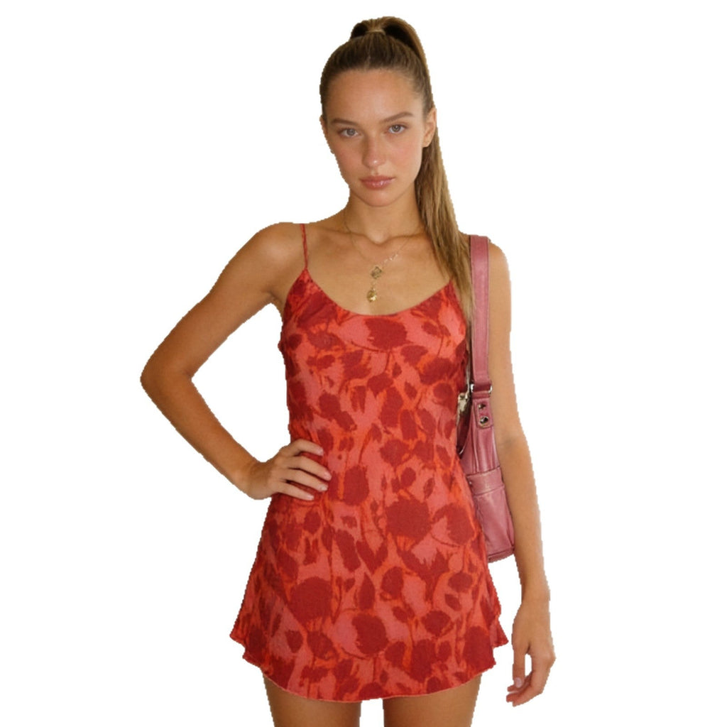 Robe d'été mini pour femmes avec un élégant laçage à l'arrière et un décolleté en V séduisant R&B