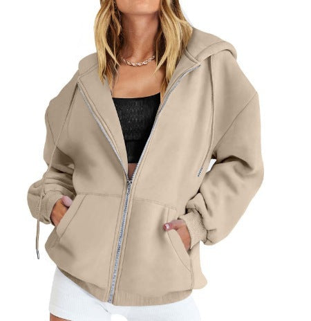 Veste à capuche zippée oversize pour femmes avec fermeture éclair contrastante, capuche double épaisseur et poche kangourou Echo Archiv