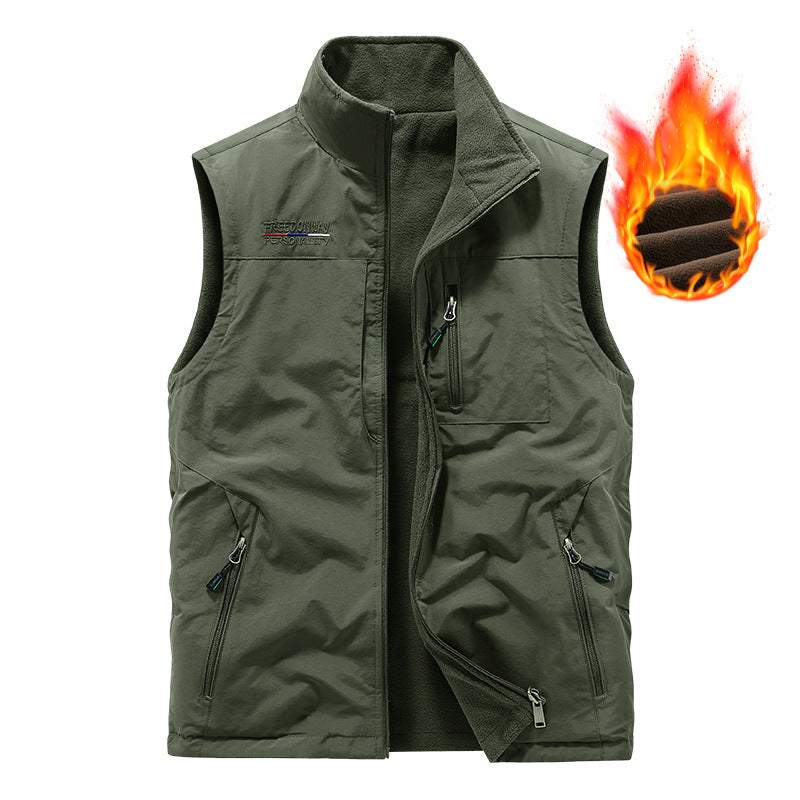 Veste thermo-extérieure matelassée pour hommes avec doublure en polaire douce, col montant et plusieurs poches zippées Echo Archiv