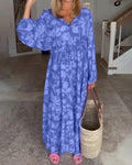 Robe maxi à volants pour femmes avec décolleté en V, taille ajustable et manches ballon R&B