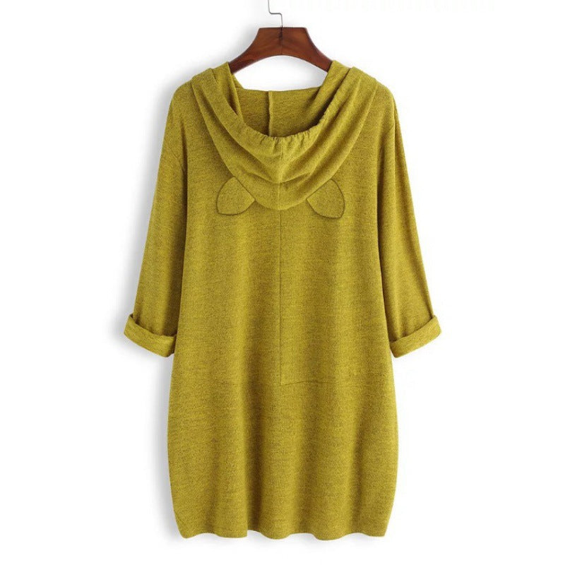 Robe à capuche décontractée pour femmes avec imprimé cartoon, coupe oversize et poches passepoilées Echo Archive