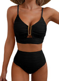 Siren | Ensemble de bikini taille haute avec détail U-Link doré