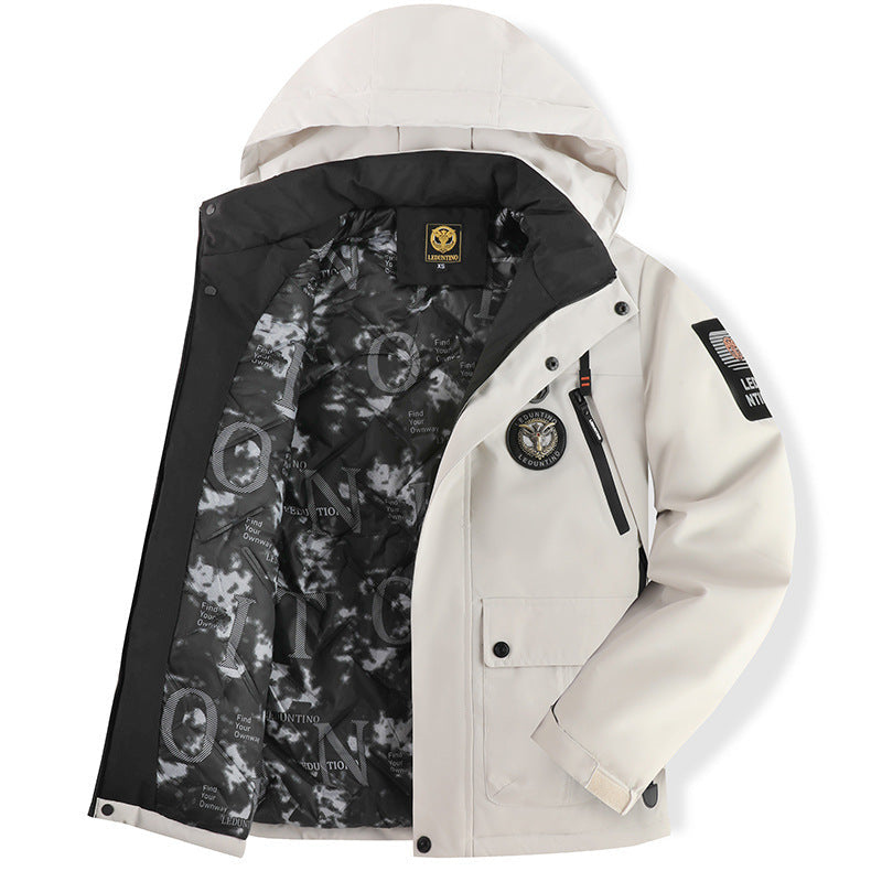 Parka softshell urbain pour hommes avec capuche amovible, fermeture éclair à deux sens cachée et doublure thermique respirante Echo Archiv